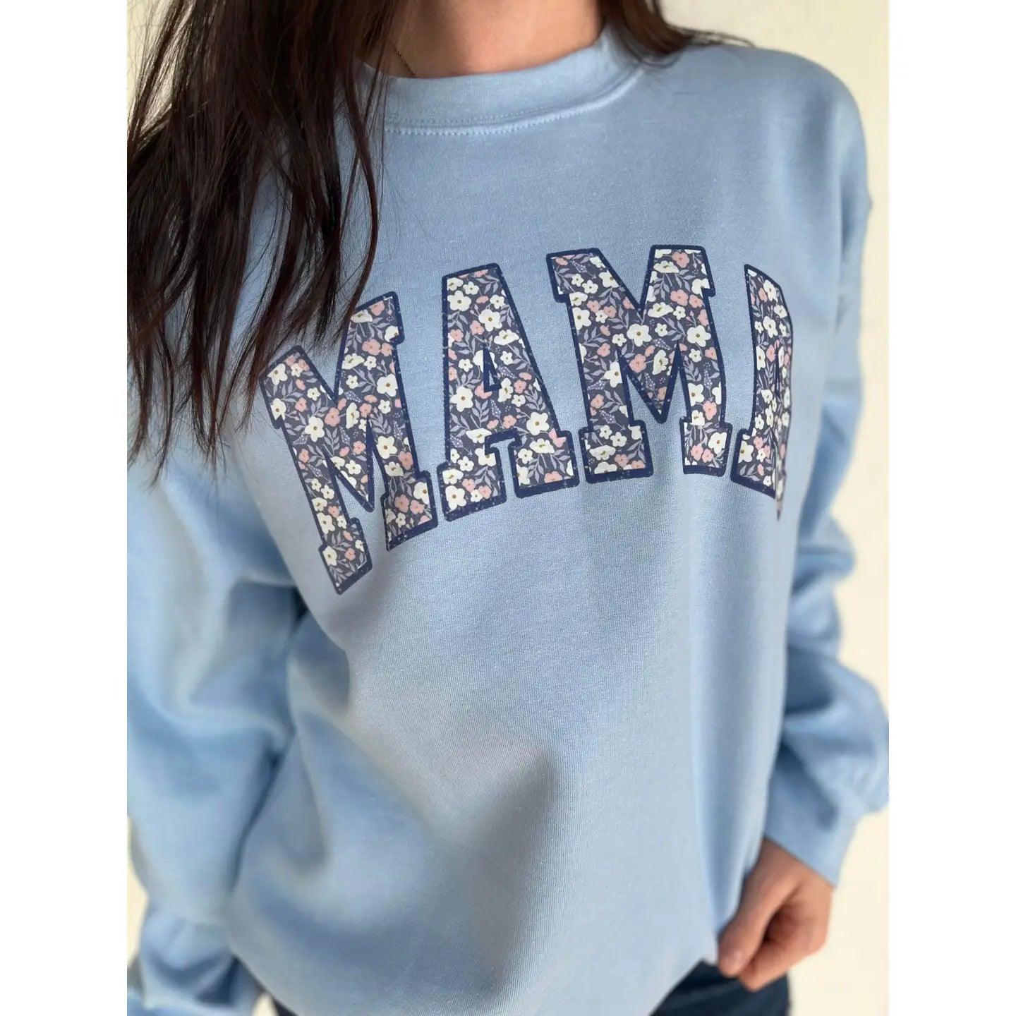 Blue Floral Mama Sweatshirt - Bloom and Rise