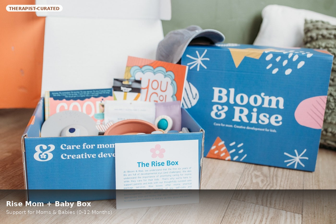 Rise Mom and Baby Box therapist-curated support for moms and babies 0 to 12 months